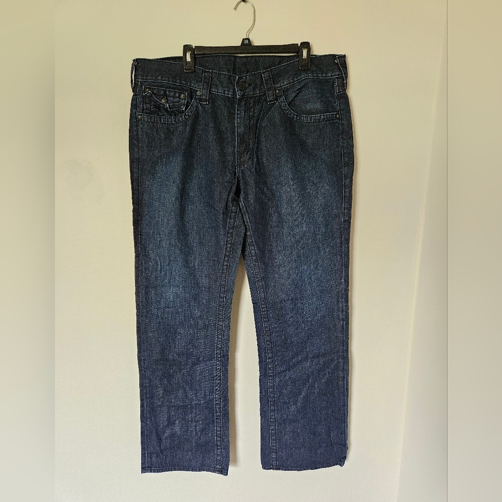 True Religion Men's Blue Jeans, World Tour Ricky, Dark Wash, 38×34